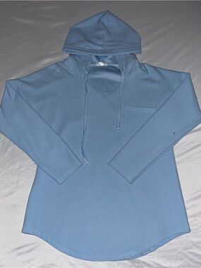 Morhduck Light Blue Women's Hooded Waffle hoodie